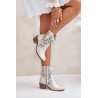 Women's Heeled Ankle Boots With Openwork Pattern Lewski 3394/2 Gold Distressed - 3394/2 ZŁOTY PRZECIER