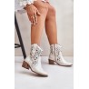 Women's Heeled Ankle Boots With Openwork Pattern Lewski 3394/2 Gold Distressed - 3394/2 ZŁOTY PRZECIER