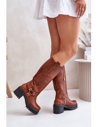 Leather Knee High Women's Boots Lewski 3432 Camel - 3432 NAPPA CAMEL