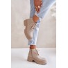 Zazoo 2952 Leather Ankle Boots With Golden Decoration Beige - 2952/008