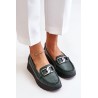 Leather Moccasins On Platform With Decoration Dark Green Zazoo 10141 - 10141 V.OLIWKA+CN