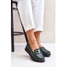 Leather Moccasins On Platform With Decoration Dark Green Zazoo 10141 - 10141 V.OLIWKA+CN