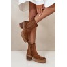 Women's Heeled Boots Made Of Eco Suede Insulated Brown Nevitas - KE218 KHAKI