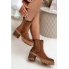 Women's Heeled Boots Made Of Eco Suede Insulated Brown Nevitas - KE218 KHAKI