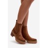 Women's Heeled Boots Made Of Eco Suede Insulated Brown Nevitas - KE218 KHAKI