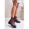 Warm Women's Boots on Low Heels Made of Natural Leather Vinceza 66722 Brown - 66722 BRĄZOWY LICO SK