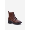 Warm Women's Boots on Low Heels Made of Natural Leather Vinceza 66722 Brown - 66722 BRĄZOWY LICO SK