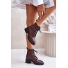 Warm Women's Boots on Low Heels Made of Natural Leather Vinceza 66722 Brown - 66722 BRĄZOWY LICO SK