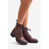 Warm Women's Boots on Low Heels Made of Natural Leather Vinceza 66722 Brown - 66722 BRĄZOWY LICO SK