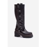 Leather Knee High Women's Boots Black Lewski 3432 - 3432 CZARNY MAT