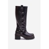 Leather Knee High Women's Boots Black Lewski 3432 - 3432 CZARNY MAT