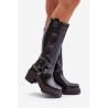 Leather Knee High Women's Boots Black Lewski 3432 - 3432 CZARNY MAT