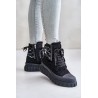 Women's Platform Boots With Decorative Lacing Black Edidda - 24BT26-7378 BLACK