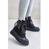 Women's Platform Boots With Decorative Lacing Black Edidda - 24BT26-7378 BLACK