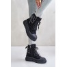 Women's Platform Boots With Decorative Lacing Black Edidda - 24BT26-7378 BLACK