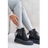 Women's Platform Boots With Decorative Lacing Black Edidda - 24BT26-7378 BLACK