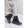 Women's Platform Boots With Decorative Lacing Black Edidda - 24BT26-7378 BLACK