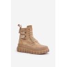 Women's Platform Boots With Decorative Lacing Brown Edidda - 24BT26-7378 CAMEL