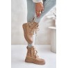 Women's Platform Boots With Decorative Lacing Brown Edidda - 24BT26-7378 CAMEL