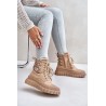 Women's Platform Boots With Decorative Lacing Brown Edidda - 24BT26-7378 CAMEL