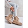 Women's Platform Boots With Decorative Lacing Brown Edidda - 24BT26-7378 CAMEL