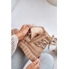 Women's Platform Boots With Decorative Lacing Brown Edidda - 24BT26-7378 CAMEL