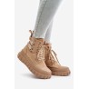 Women's Platform Boots With Decorative Lacing Brown Edidda - 24BT26-7378 CAMEL