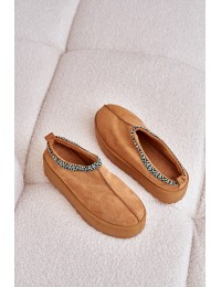 Women's Slippers on Platform with Embroidery Neroma - 877-1 CAMEL