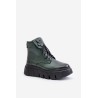 Zazoo 60511 Leather Women's Boots On Platform Insulated Dark Green - 60511 V.OLIWKA