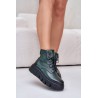 Zazoo 60511 Leather Women's Boots On Platform Insulated Dark Green - 60511 V.OLIWKA