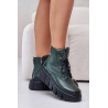 Zazoo 60511 Leather Women's Boots On Platform Insulated Dark Green - 60511 V.OLIWKA