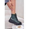 Zazoo 60511 Leather Women's Boots On Platform Insulated Dark Green - 60511 V.OLIWKA