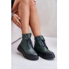 Zazoo 60511 Leather Women's Boots On Platform Insulated Dark Green - 60511 V.OLIWKA