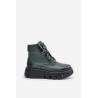 Zazoo 60511 Leather Women's Boots On Platform Insulated Dark Green - 60511 V.OLIWKA