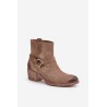 Suede Insulated Ankle Boots On Heel Beige Zazoo 60477 - 60477 W.FANGO