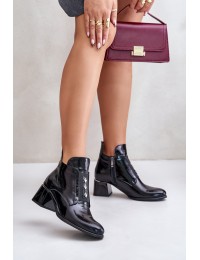 Lacquered Ankle Boots On Block Warm Black Zazoo - 60504 NAPL CZAR+CN