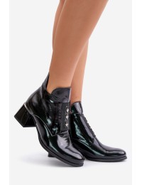 Lacquered Ankle Boots On Block Warm Black Zazoo - 60504 NAPL CZAR+CN