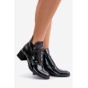 Lacquered Ankle Boots On Block Warm Black Zazoo - 60504 NAPL CZAR+CN