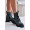 Zazoo 60486 Leather Ankle Boots Workwear Insulated Dark Green - 60486 V.OLIWKA+CN