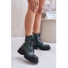 Zazoo 60486 Leather Ankle Boots Workwear Insulated Dark Green - 60486 V.OLIWKA+CN