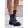 Zazoo 60486 Leather Ankle Boots Workwear Insulated Dark Green - 60486 V.OLIWKA+CN