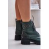 Zazoo 60486 Leather Ankle Boots Workwear Insulated Dark Green - 60486 V.OLIWKA+CN