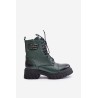 Zazoo 60486 Leather Ankle Boots Workwear Insulated Dark Green - 60486 V.OLIWKA+CN