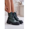 Zazoo 60486 Leather Ankle Boots Workwear Insulated Dark Green - 60486 V.OLIWKA+CN