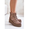 Suede Women's Platform And Wedge Ankle Boots Insulated Beige Zazoo 60499 - 60499 W.FANGO