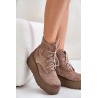 Suede Women's Platform And Wedge Ankle Boots Insulated Beige Zazoo 60499 - 60499 W.FANGO