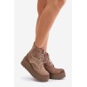 Suede Women's Platform And Wedge Ankle Boots Insulated Beige Zazoo 60499 - 60499 W.FANGO