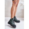 Zazoo 60483 Women's Leather Ankle Boots With Low Shaft Insulated Dark Green - 60483 V.OLIWKA+CN