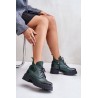 Zazoo 60483 Women's Leather Ankle Boots With Low Shaft Insulated Dark Green - 60483 V.OLIWKA+CN