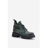 Zazoo 60483 Women's Leather Ankle Boots With Low Shaft Insulated Dark Green - 60483 V.OLIWKA+CN